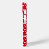 Witte sneeuwvlokken op een rood winterpatroon Case-Mate iPhone case (Achterkant / Links)