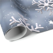 Witte sneeuwvlokken op grijze kerst cadeaupapier (Rol Hoek)
