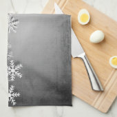 Witte sneeuwvlokken op grijze keukenhanddoeken (Quarter Fold)