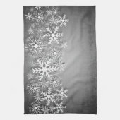Witte sneeuwvlokken op grijze keukenhanddoeken (Verticaal)