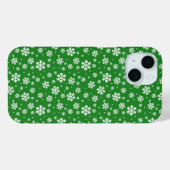 Witte sneeuwvlokken op groen winterpatroon Case-Mate iPhone case (Achterkant (horizontaal))