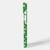 Witte sneeuwvlokken op groen winterpatroon Case-Mate iPhone case (Achterkant / Links)