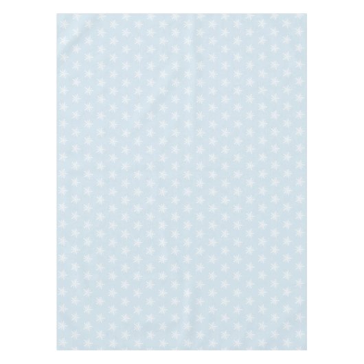 Witte sneeuwvlokken op het blauwe borstballetje. tafelkleed (Voorkant)