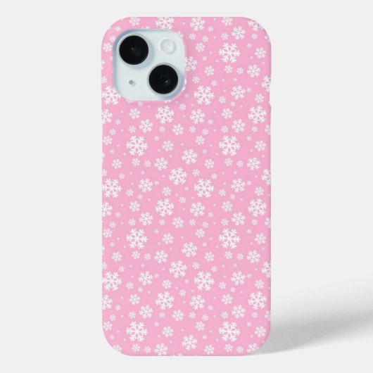 Witte sneeuwvlokken op Licht Roze Winterpatroon Case-Mate iPhone Case (Achterkant)