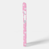 Witte sneeuwvlokken op Licht Roze Winterpatroon Case-Mate iPhone Case (Achterkant / Links)