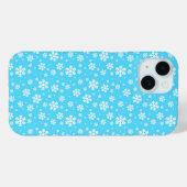 Witte sneeuwvlokken op lichtblauw winterpatroon Case-Mate iPhone case (Achterkant (horizontaal))