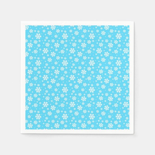 Witte sneeuwvlokken op lichtblauw winterpatroon servet (Voorkant)