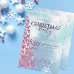 Witte Sneeuwvlokken op Lichtblauwe Winter Kerstmis Kaart<br><div class="desc">Ga op reis naar het betoverende rijk van de winter met deze prachtige uitnodiging voor een kerstfeest. De rustige blauwe achtergrond, die de rust van een rustige winterhemel oproept, is verfraaid met ingewikkelde sneeuwvlokken, waardoor de basis wordt gelegd voor een vreugdevolle viering. De eigentijdse en verfijnde typografie geeft een sfeer...</div>