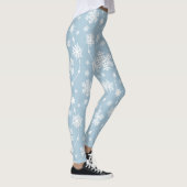 Witte sneeuwvlokken op lichte blauwe achtergrond W Leggings (Rechts)