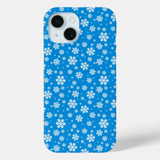 Witte sneeuwvlokken op Mid-blauw winterpatroon Case-Mate iPhone Case (Achterkant)