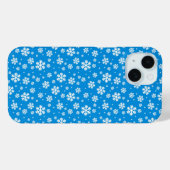 Witte sneeuwvlokken op Mid-blauw winterpatroon Case-Mate iPhone Case (Achterkant (horizontaal))