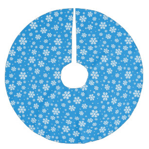Witte sneeuwvlokken op Mid-blauw winterpatroon Kerstboom Rok