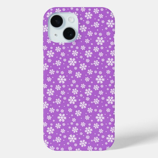Witte sneeuwvlokken op paars winterpatroon Case-Mate iPhone case (Achterkant)
