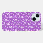 Witte sneeuwvlokken op paars winterpatroon Case-Mate iPhone case (Achterkant (horizontaal))