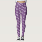 Witte sneeuwvlokken op PAARSE kerstLeggings Leggings (Voorkant)