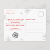 Witte sneeuwvlokken op Red Christmas Corporate Feestdagenkaart (Achterkant)