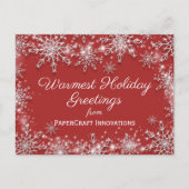 Witte sneeuwvlokken op Red Christmas Corporate Feestdagenkaart (Voorkant)