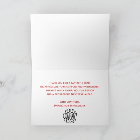 Witte sneeuwvlokken op Red Christmas Corporate Kaart (Binnen)