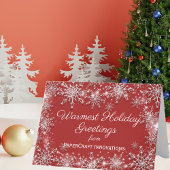 Witte sneeuwvlokken op Red Christmas Corporate Kaart