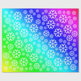 Witte sneeuwvlokken op regenbooggradiënt cadeaupapier