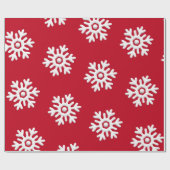 Witte sneeuwvlokken op rode achtergrond Kerstmis Cadeaupapier (Vlak)
