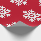 Witte sneeuwvlokken op rode achtergrond Kerstmis Cadeaupapier (Hoek)
