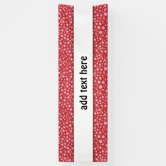 Witte sneeuwvlokken op rode achtergrond spandoek (Verticaal)