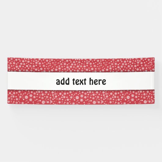 Witte sneeuwvlokken op rode achtergrond spandoek (Horizontaal)