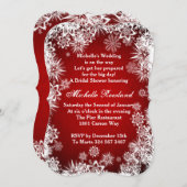 Witte sneeuwvlokken op rood kerstVrijgezellenfeest Kaart (Voorkant / Achterkant)