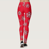Witte sneeuwvlokken op rood leggings (Achterkant)