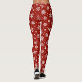 Witte sneeuwvlokken op rood leggings (Achterkant)