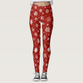 Witte sneeuwvlokken op rood leggings (Voorkant)