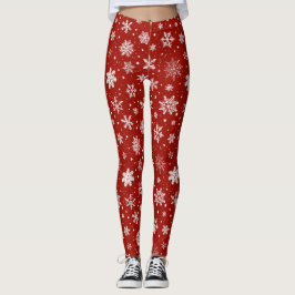 Witte sneeuwvlokken op rood leggings