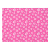 Witte sneeuwvlokken op Roze Winter Patroon Tafelkleed (Voorkant (Horizontaal))