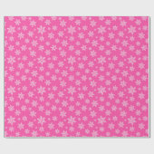 Witte sneeuwvlokken op roze winterpatroon cadeaupapier (Vlak)