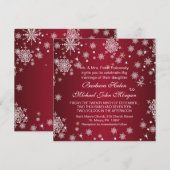 Witte sneeuwvlokken op uitnodiging voor rode bruil (Voorkant / Achterkant)