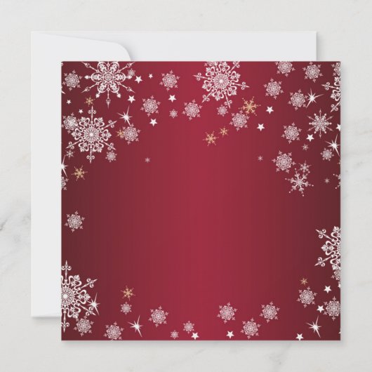 Witte sneeuwvlokken op uitnodiging voor rode bruil (Achterkant)