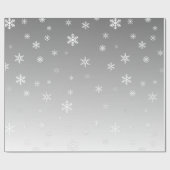 Witte sneeuwvlokken op zilver cadeaupapier (Vlak)