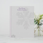 Witte sneeuwvlokken op zilver met Paarse achtergro (Staand voorkant)