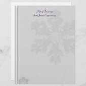 Witte sneeuwvlokken op zilver met Paarse achtergro (Voorkant / Achterkant)