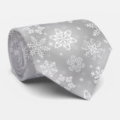 Witte sneeuwvlokken op zilvergrijs stropdas (Opgerold)
