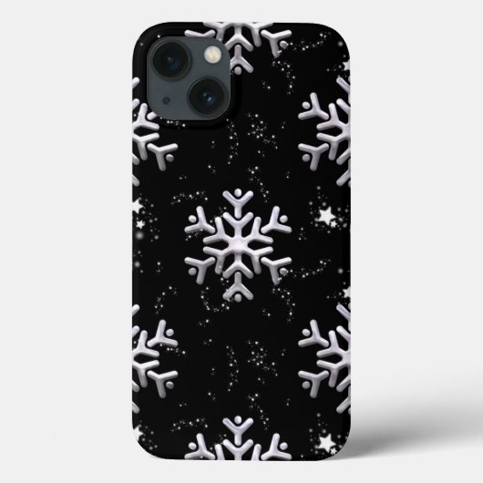 Witte sneeuwvlokken op zwart Case-Mate iPhone case (Achterkant)