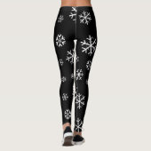 Witte sneeuwvlokken op zwart leggings (Achterkant)