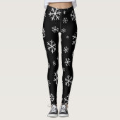 Witte sneeuwvlokken op zwart leggings (Voorkant)
