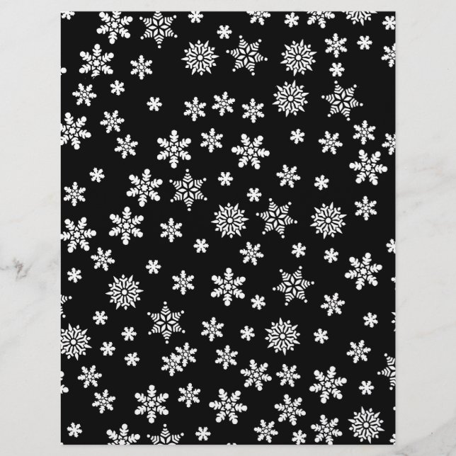 Witte sneeuwvlokken op zwarte achtergrond (Voorkant)