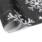 Witte sneeuwvlokken op zwarte kerst cadeaupapier (Rol Hoek)