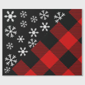 Witte sneeuwvlokken op zwarte kerstavond cadeaupapier (Vlak)