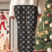 Witte sneeuwvlokken op zwarte Schattigee kerst Leggings