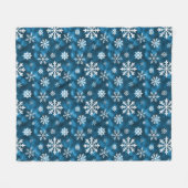 Witte Sneeuwvlokken Patroon Op Blauwe Winter Fleece Deken (Voorkant (Horizontaal))