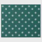 Witte Sneeuwvlokken Polka Dots Groene Kerstmis Cadeaupapier (Vlak)